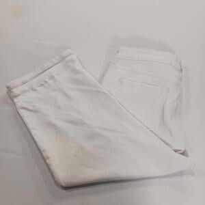 Women's White Denim Mid-Rise Cropped Jeans Measured Size (32×20)
